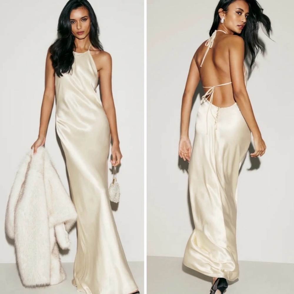Reformation Jeany silk maxi dress fior di latte NWT